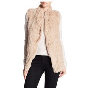 Love Token Genuine Dyed Rabbit Fur Vest In Blush pink Size XS